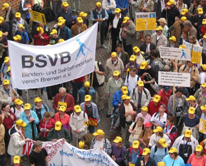 Bild eines BSVB-Banners bei einer Demonstration